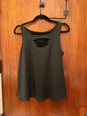 Cute Black Shein Tank Top with cut-out detailing in front